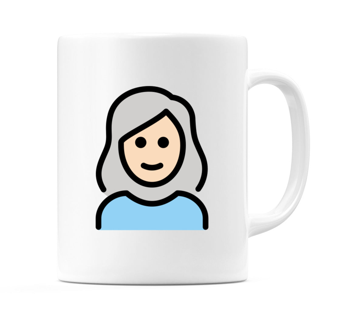 Female: Light Skin Tone, White Hair Emoji Mug