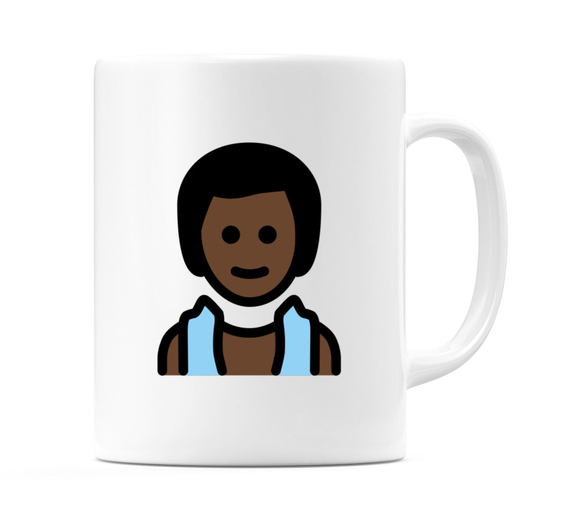 Male In Steamy Room: Dark Skin Tone Emoji Mug
