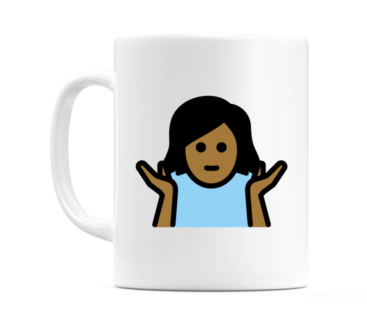 Female Shrugging: Medium-Dark Skin Tone Emoji Mug