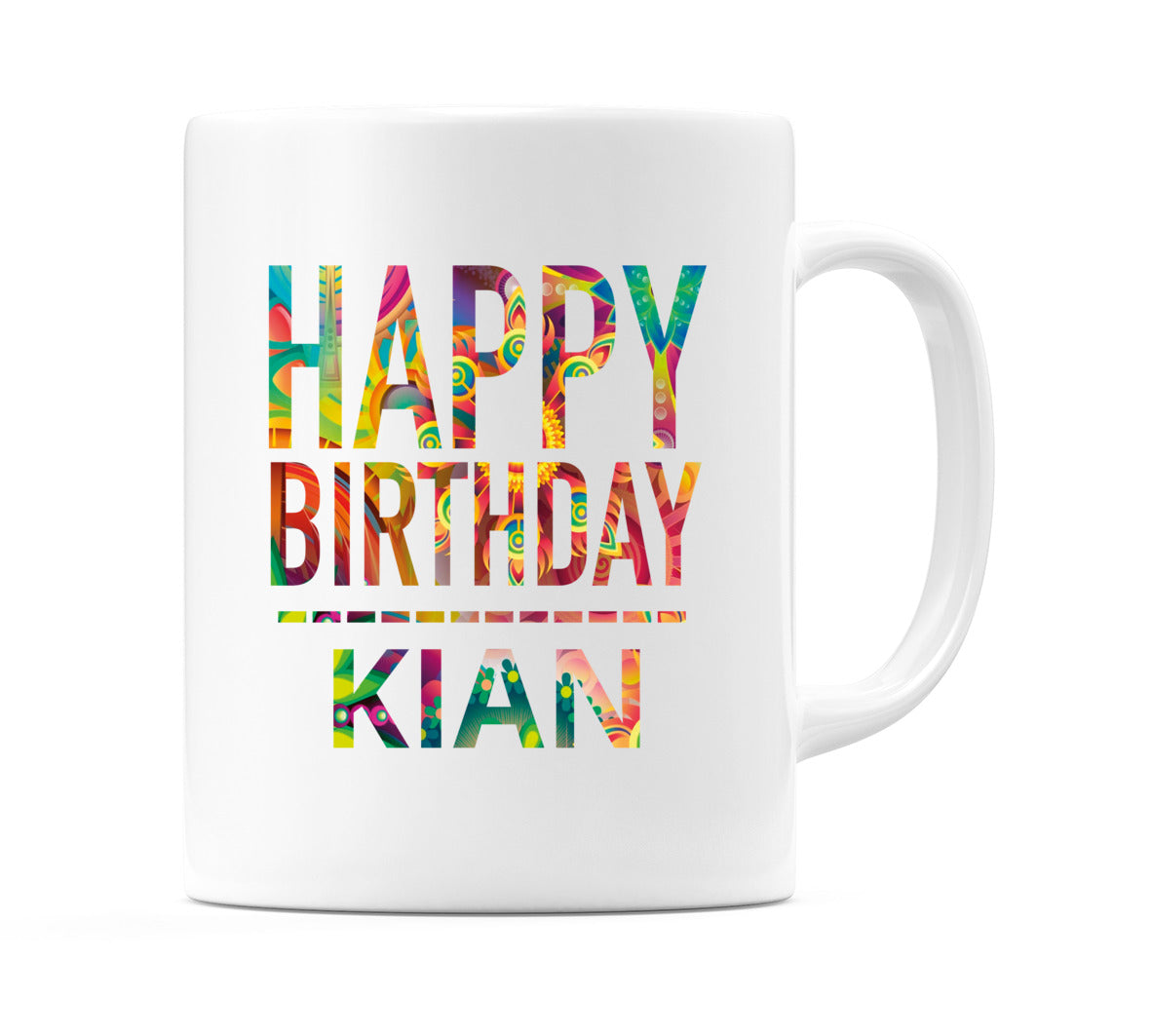Happy Birthday Kian (Tie Dye Effect) Mug Cup by WeDoMugs