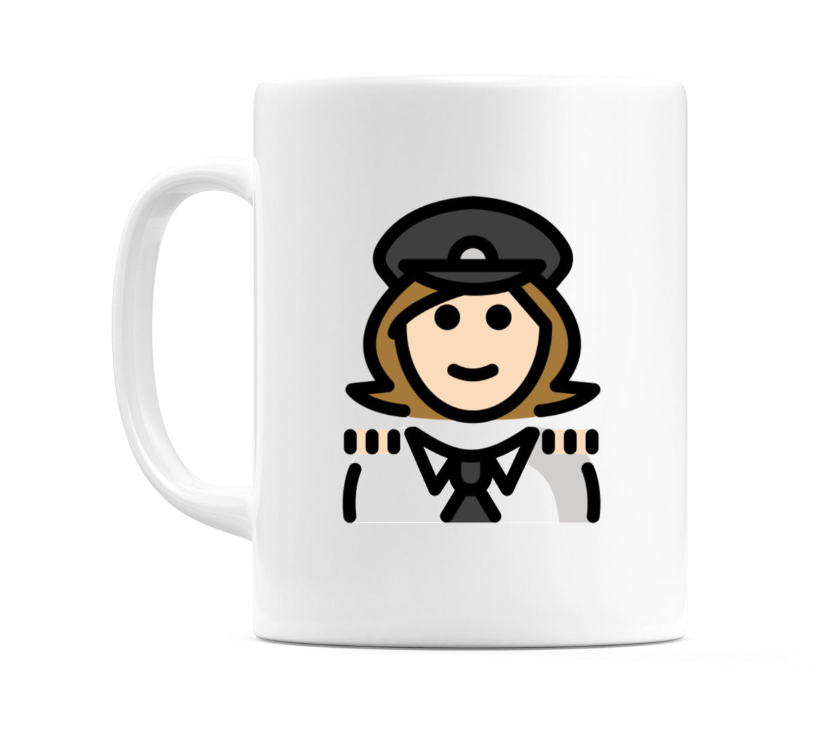 Female Pilot: Light Skin Tone Emoji Mug