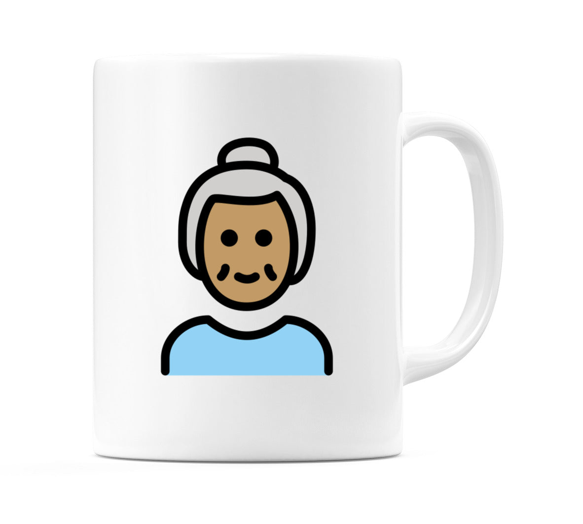 Old Female: Medium Skin Tone Emoji Mug