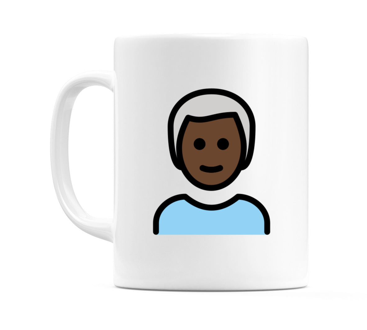Male: Dark Skin Tone, White Hair Emoji Mug