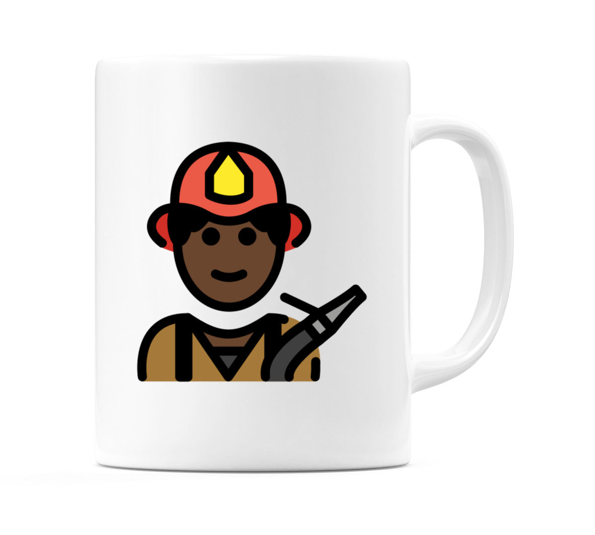 Male Firefighter: Dark Skin Tone Emoji Mug