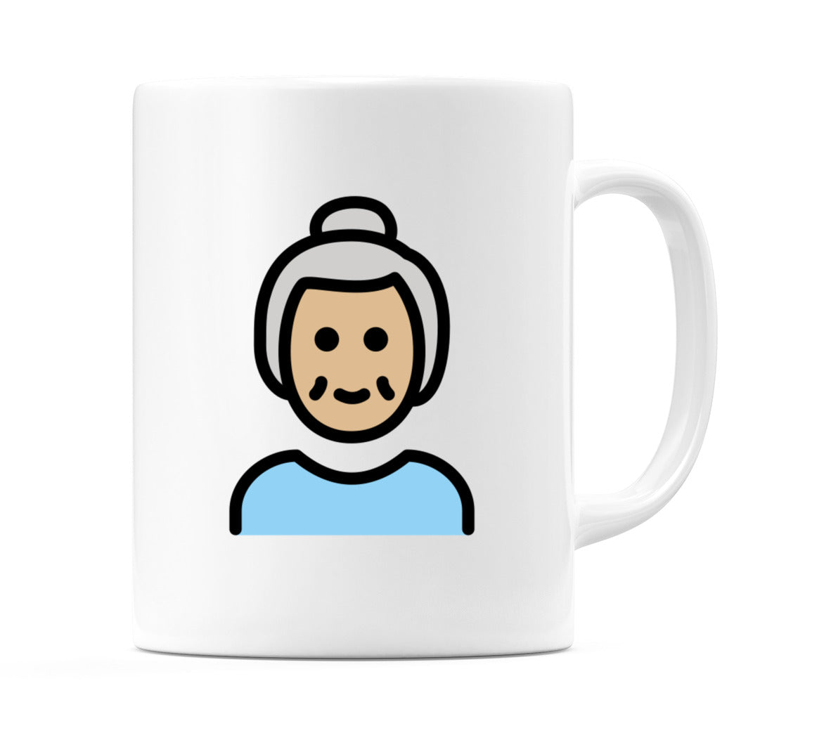 Old Female: Medium-Light Skin Tone Emoji Mug