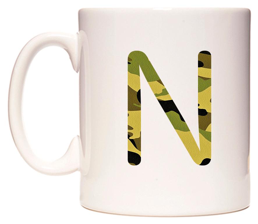 Letter N in Camo Style Mug