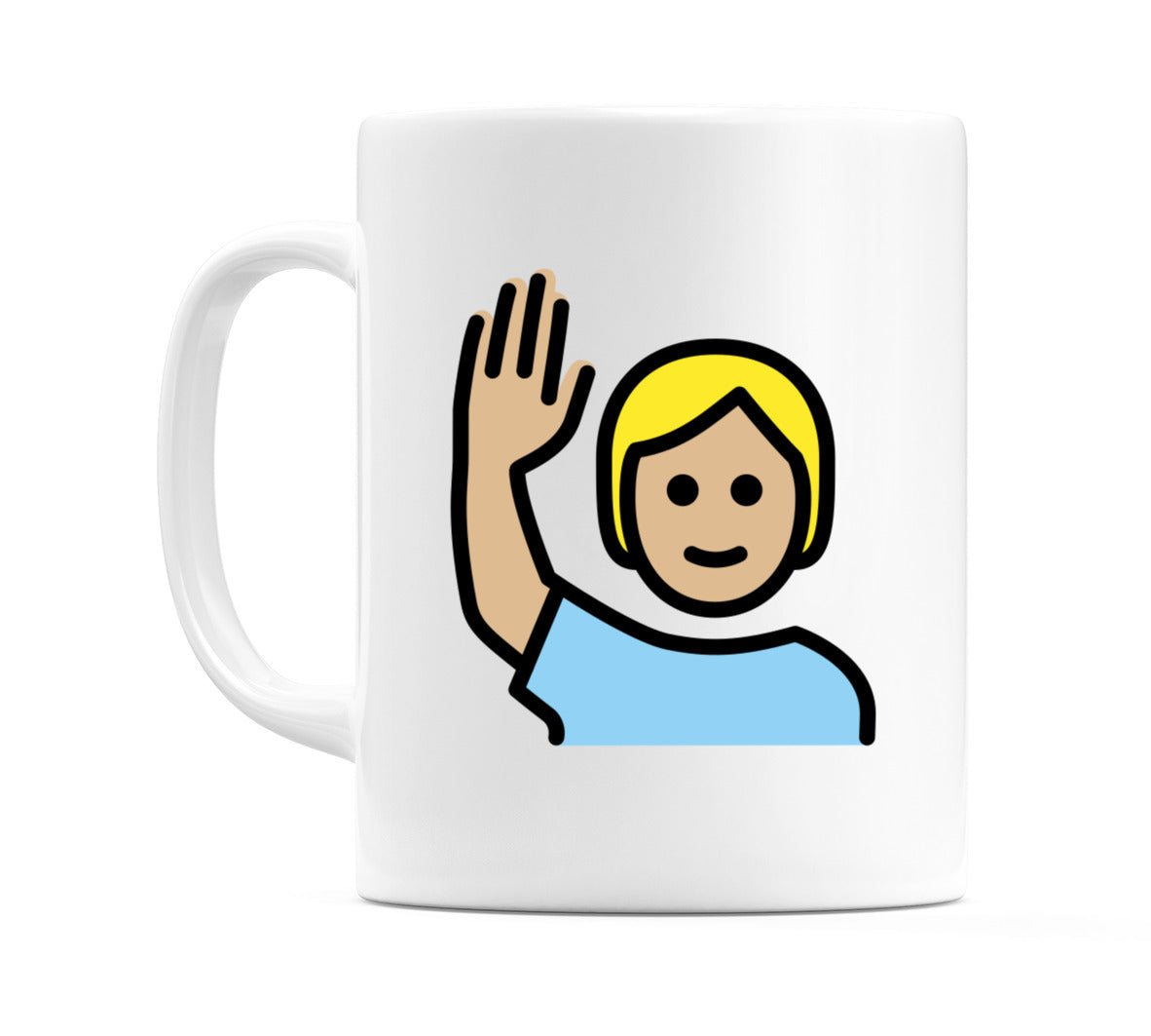 Person Raising Hand: Medium-Light Skin Tone Emoji Mug