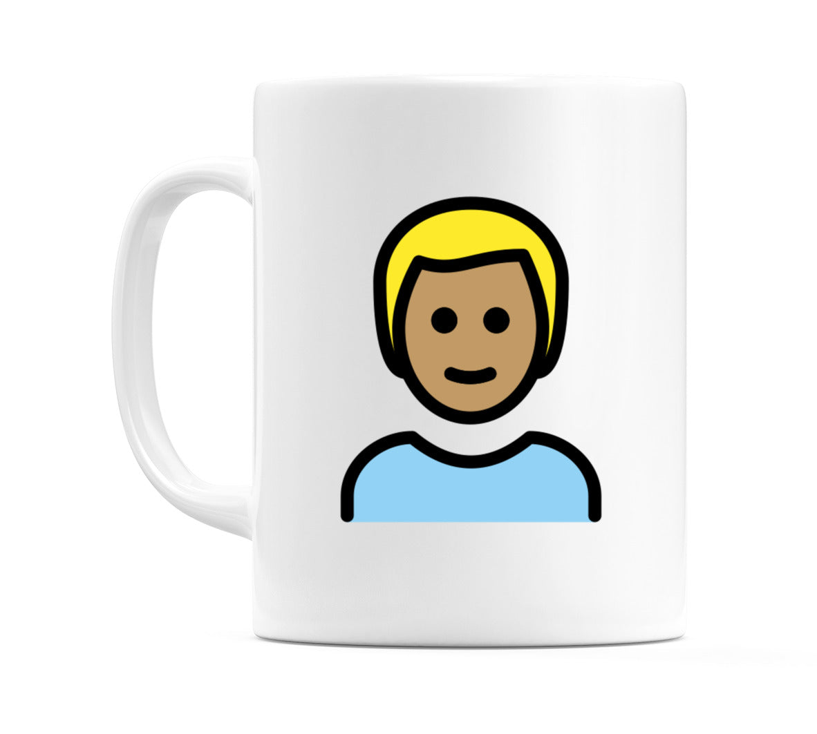 Male: Medium Skin Tone, Blond Hair Emoji Mug