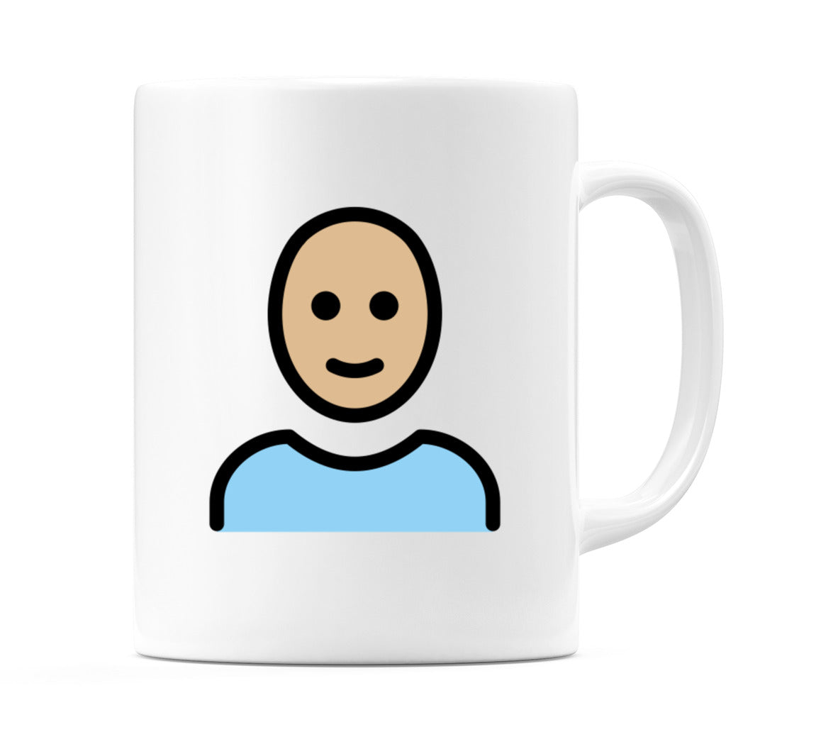 Male: Medium-Light Skin Tone, Bald Emoji Mug