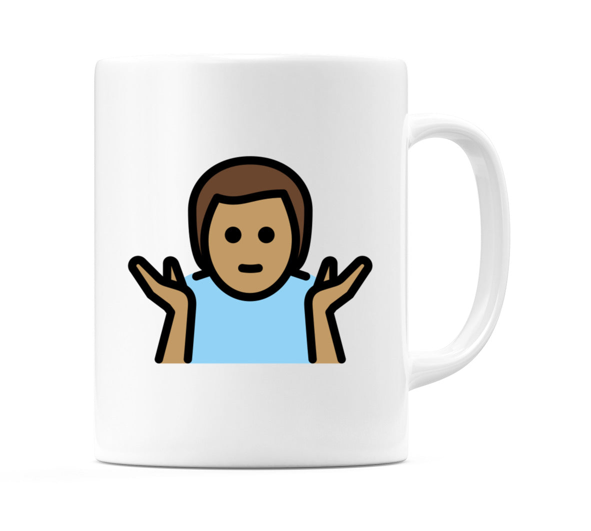 Male Shrugging: Medium Skin Tone Emoji Mug