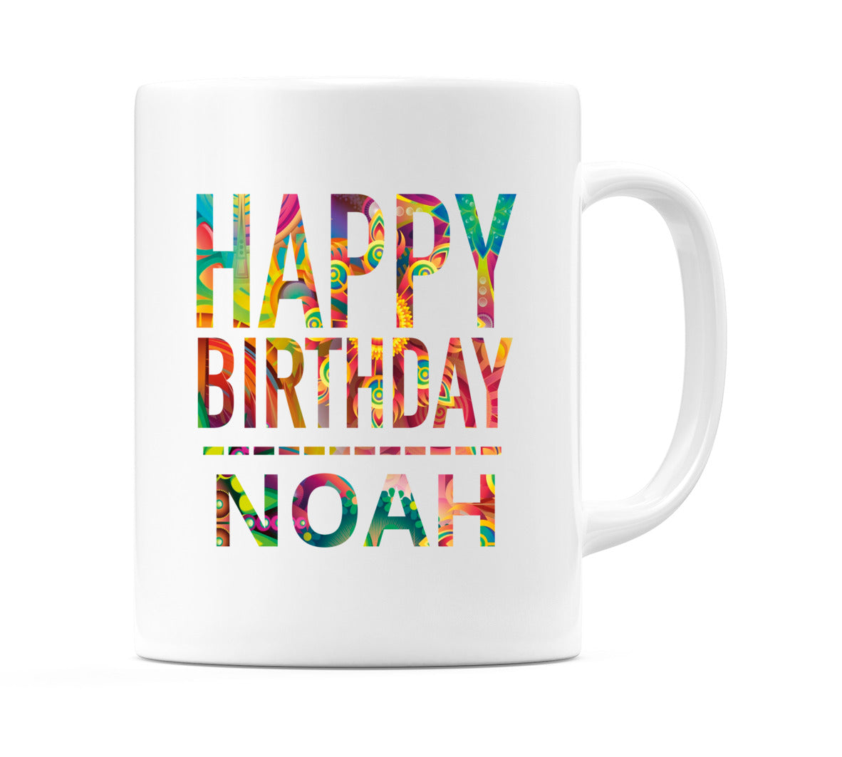 Happy Birthday Noah (Tie Dye Effect) Mug Cup by WeDoMugs