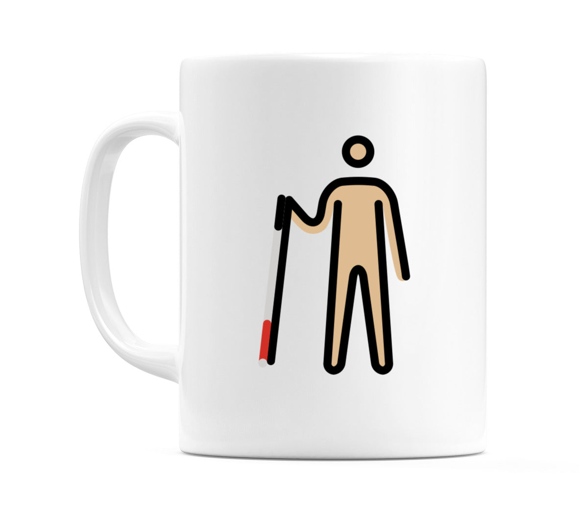 Male With Probing Cane: Medium-Light Skin Tone Emoji Mug