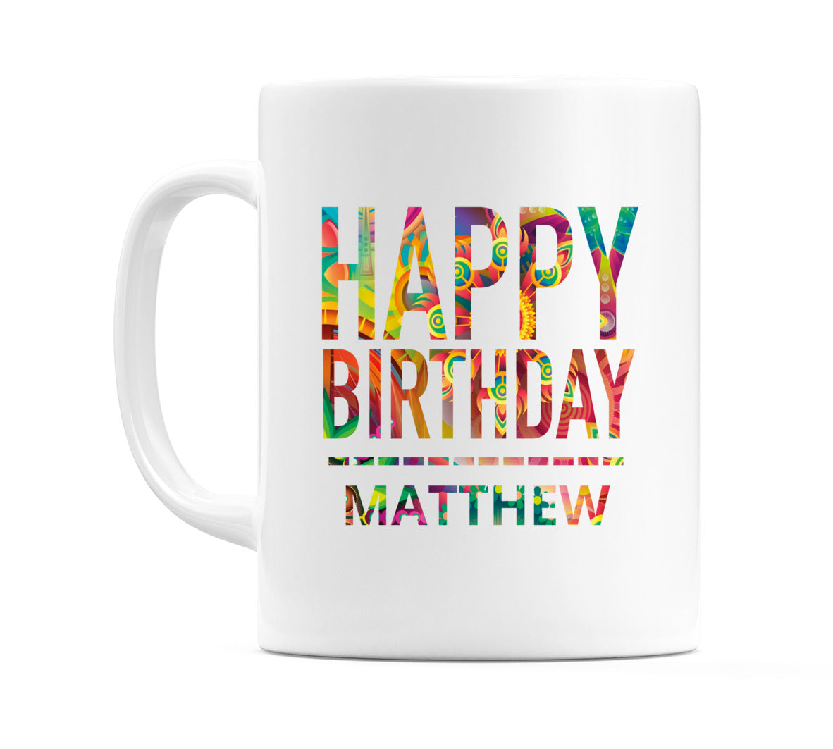 Happy Birthday Matthew (Tie Dye Effect) Mug Cup by WeDoMugs
