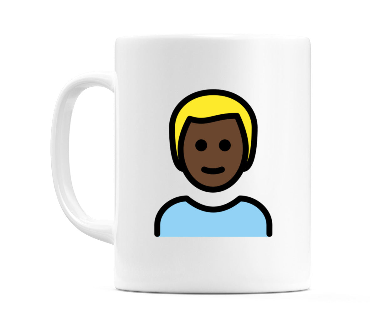 Male: Dark Skin Tone, Blond Hair Emoji Mug