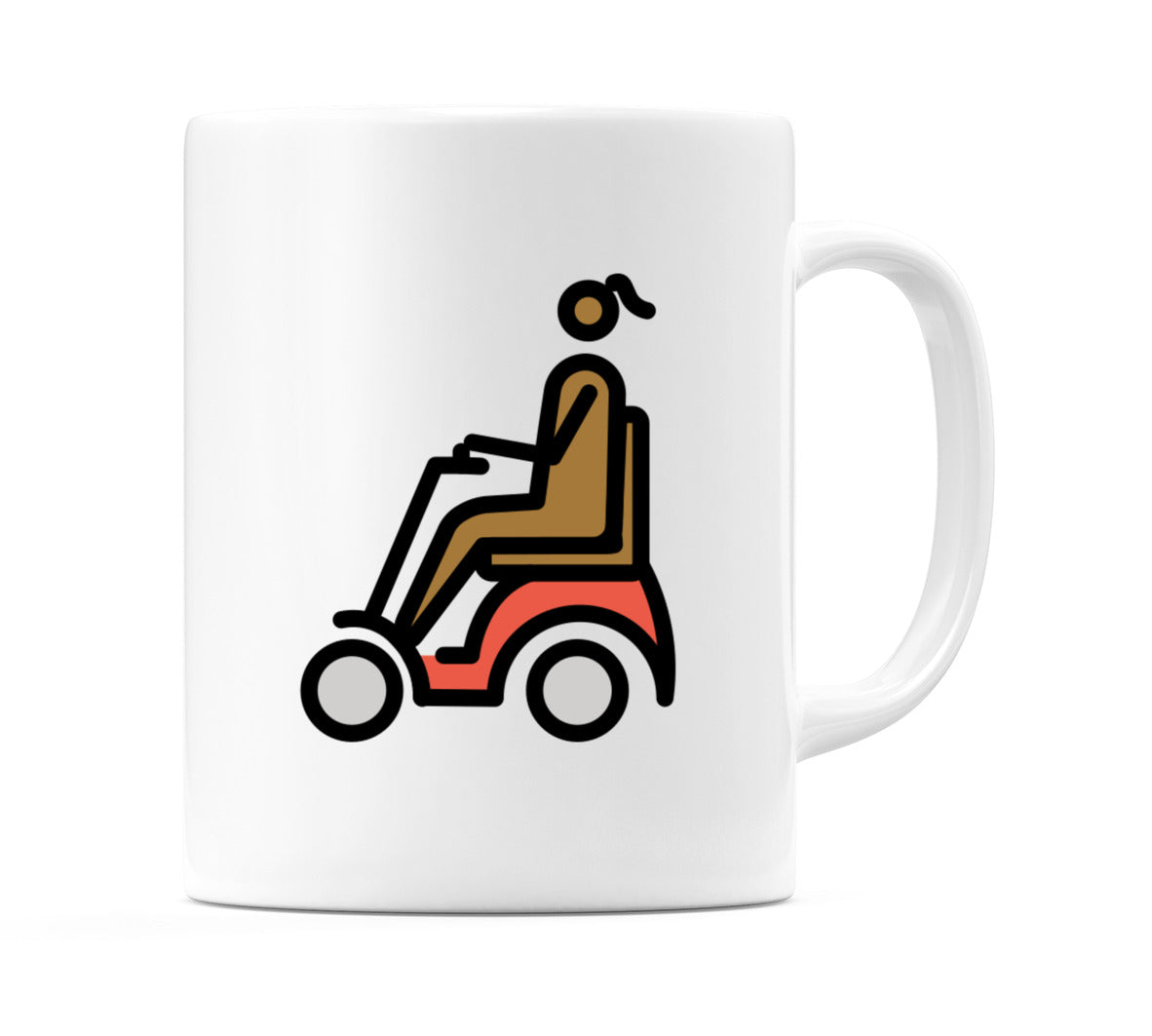 Female In Motorized Wheelchair: Medium-Dark Skin Tone Emoji Mug