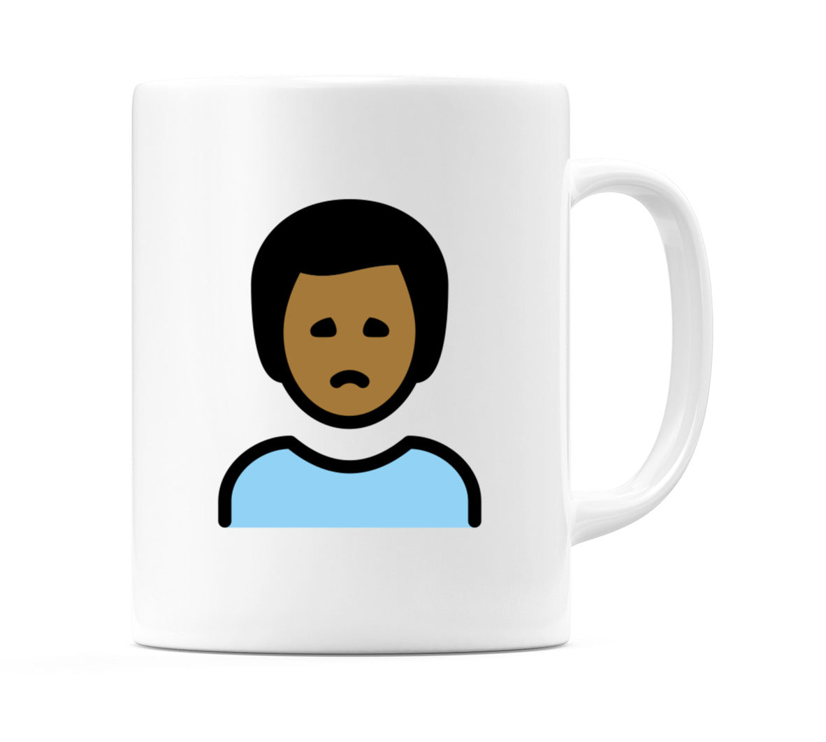 Male Frowning: Medium-Dark Skin Tone Emoji Mug