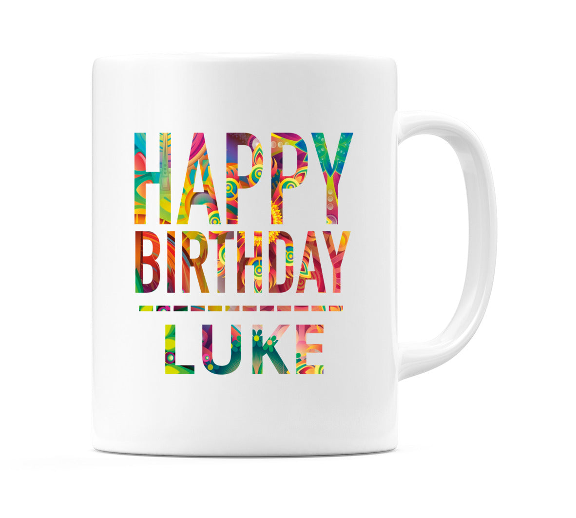 Happy Birthday Luke (Tie Dye Effect) Mug Cup by WeDoMugs