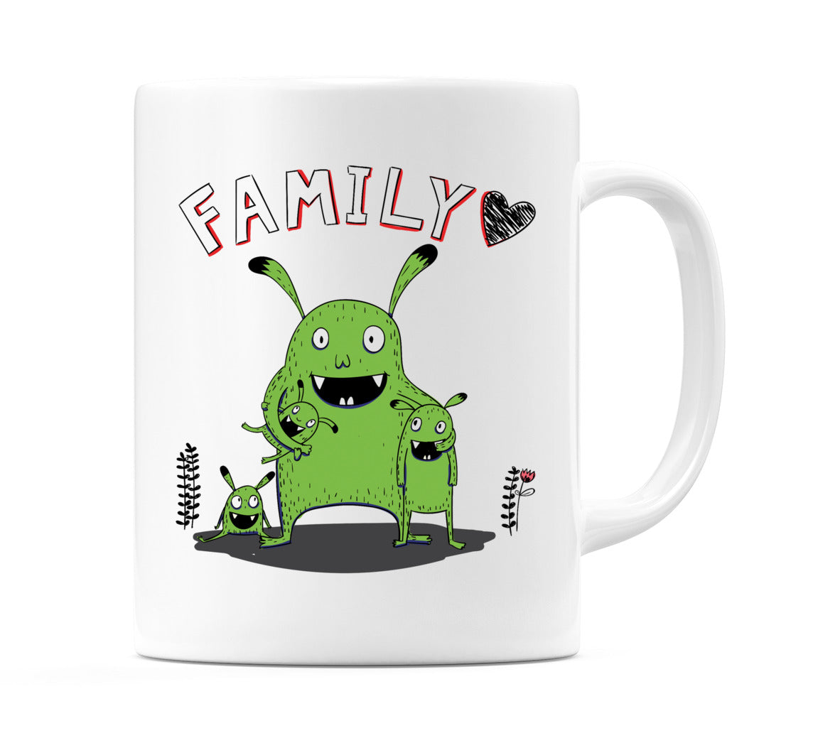 Cute 3 Green Monsters Family Mug