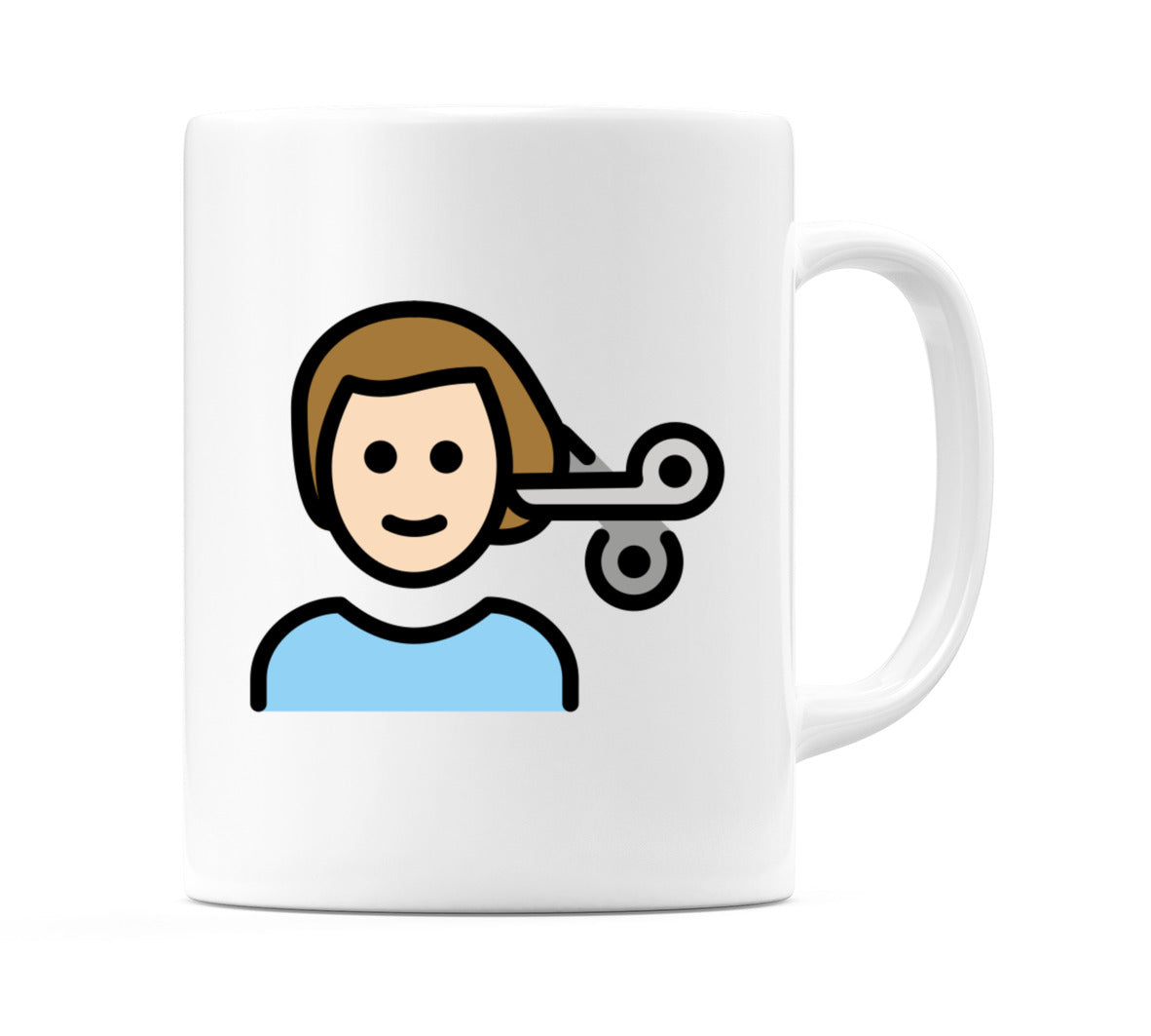 Male Getting Haircut: Light Skin Tone Emoji Mug