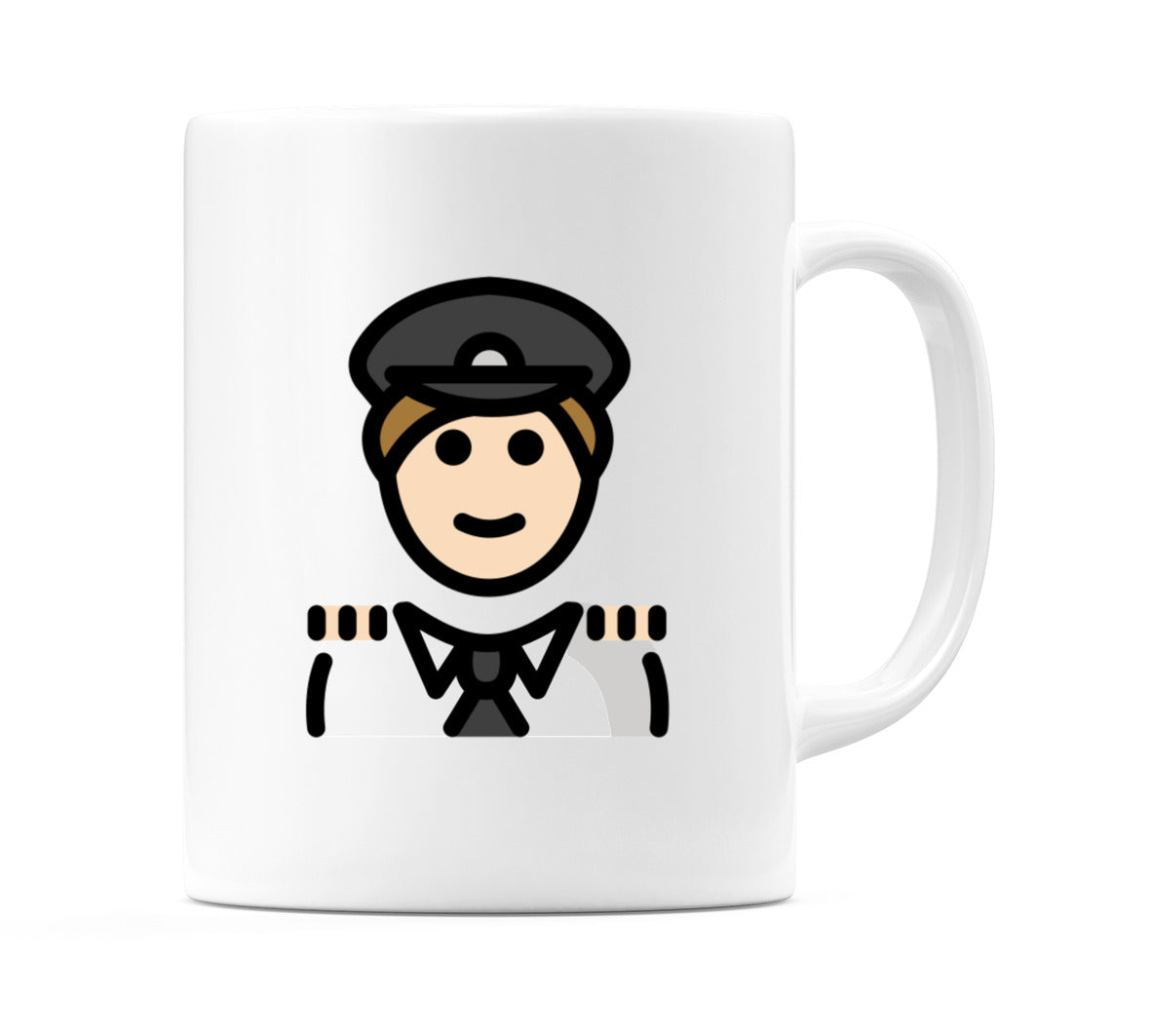 Male Pilot: Light Skin Tone Emoji Mug