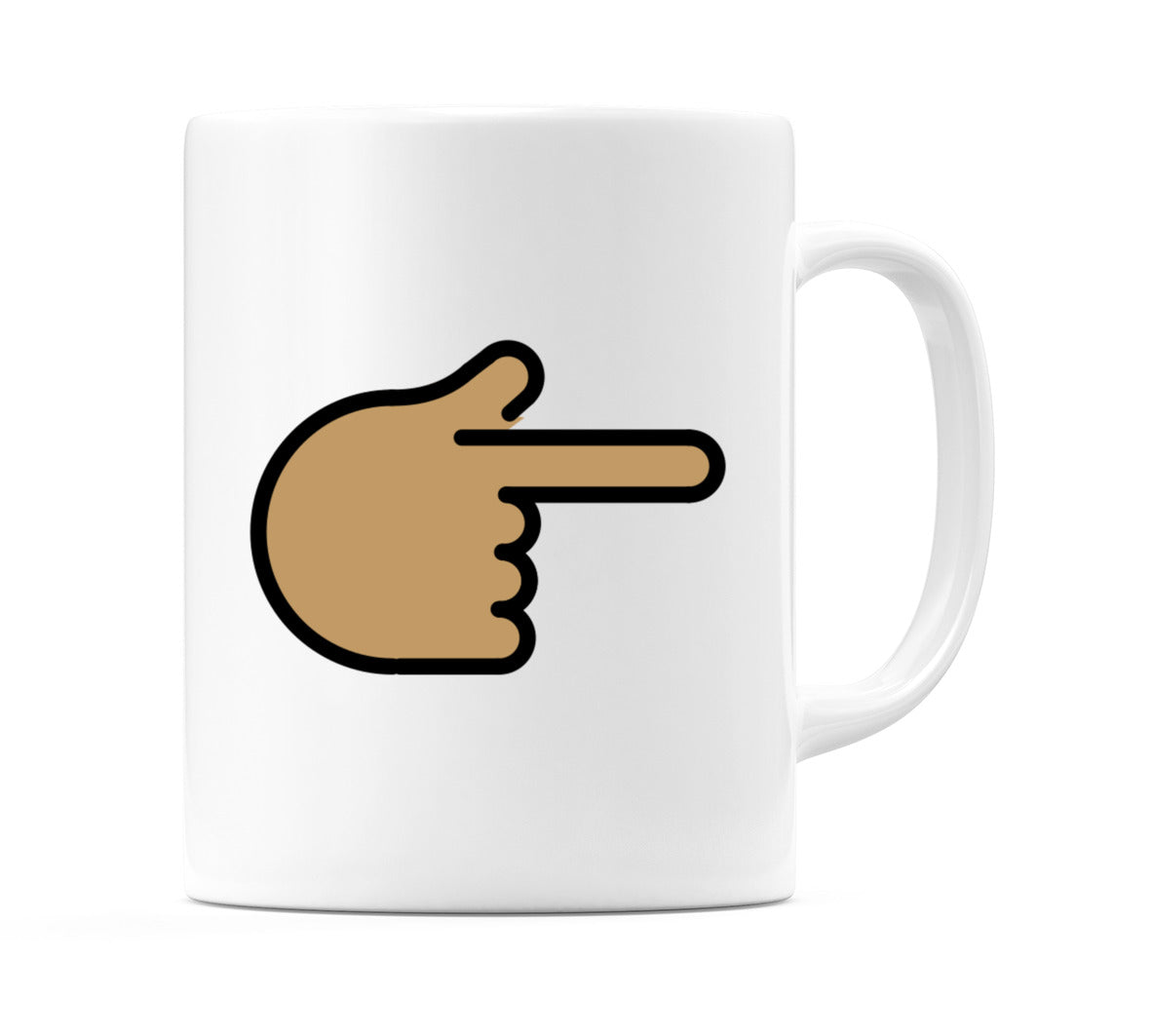 Backhand Index Pointing Right: Medium Skin Tone Emoji Mug