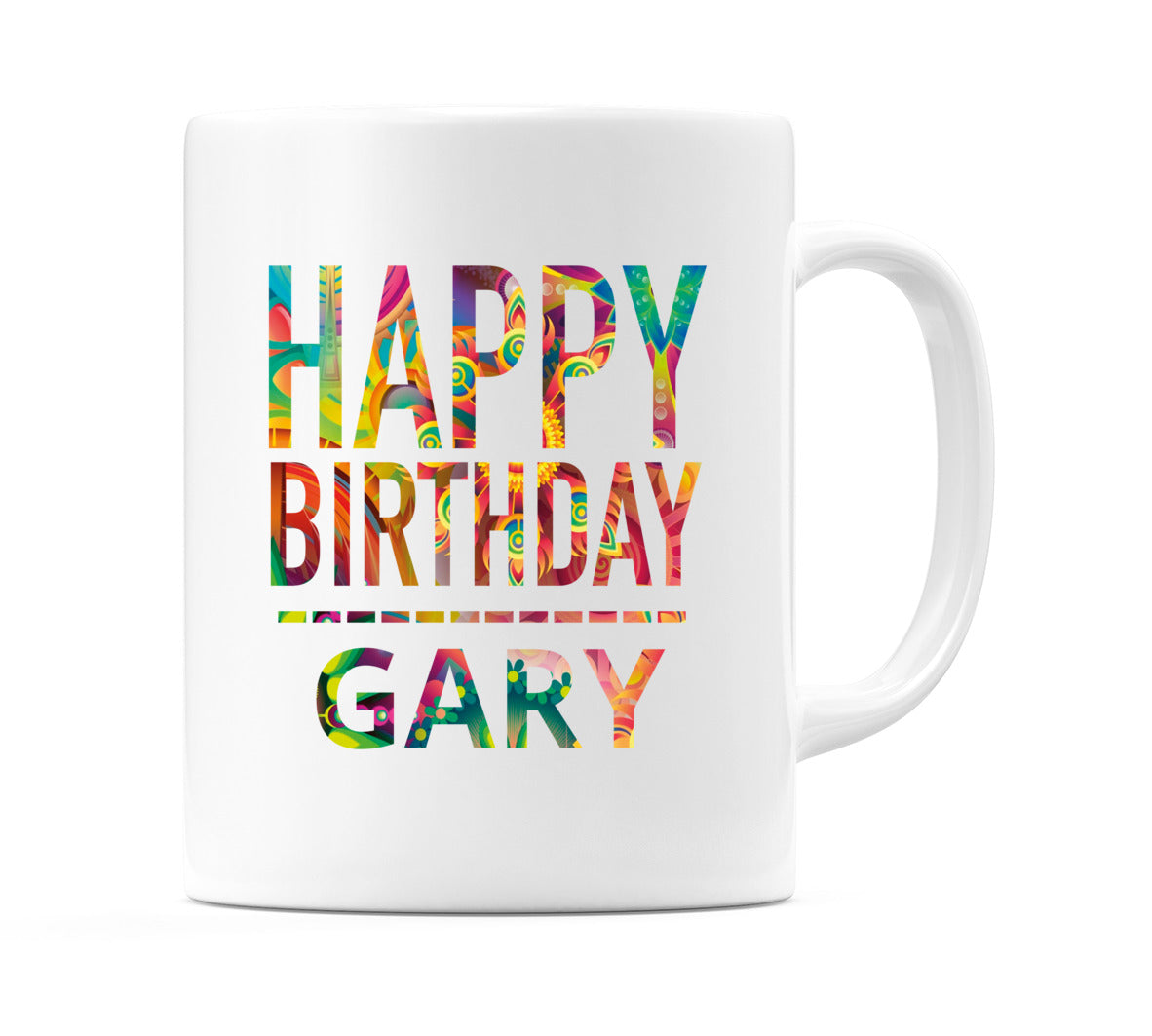 Happy Birthday Gary (Tie Dye Effect) Mug Cup by WeDoMugs