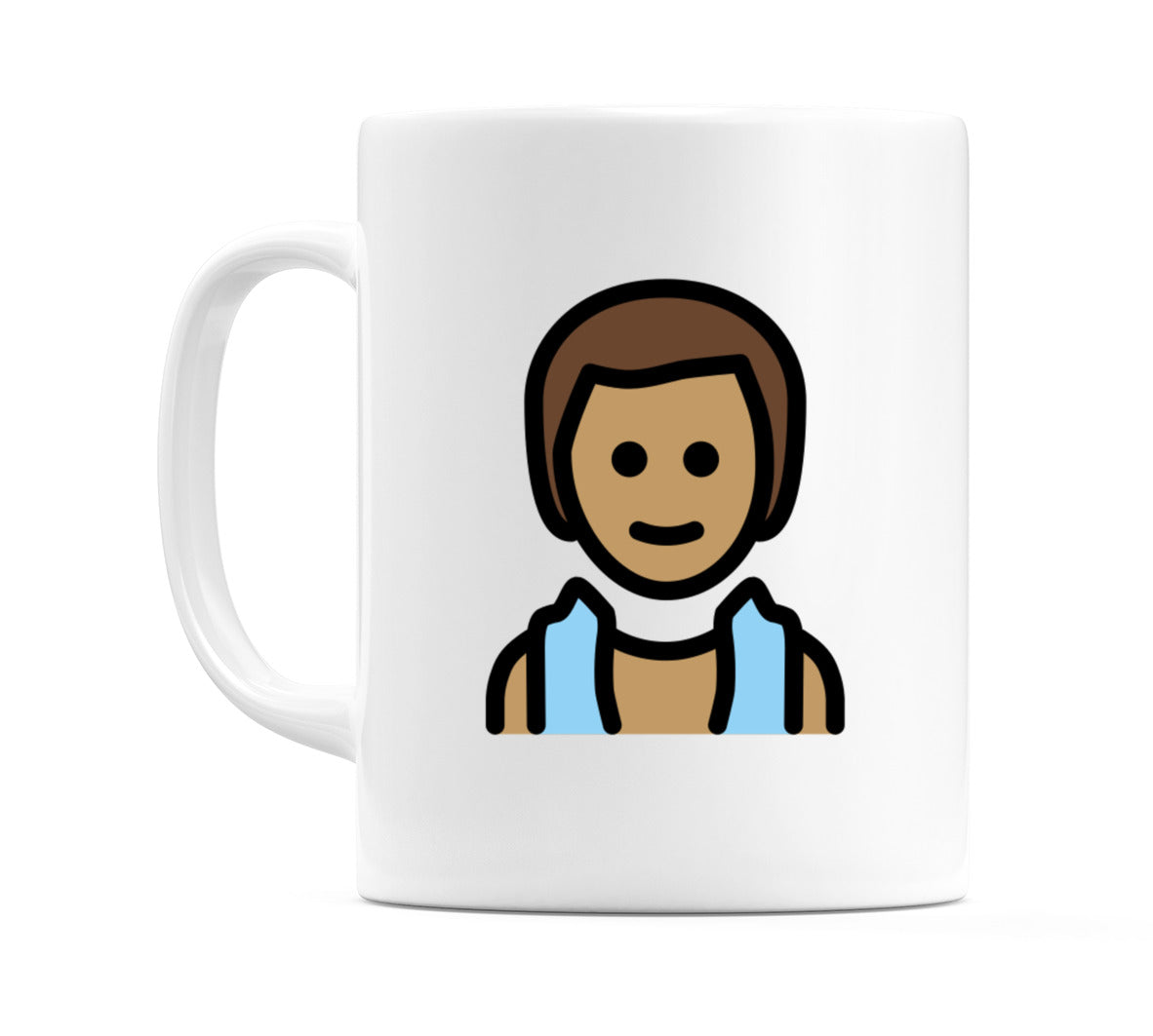 Male In Steamy Room: Medium Skin Tone Emoji Mug