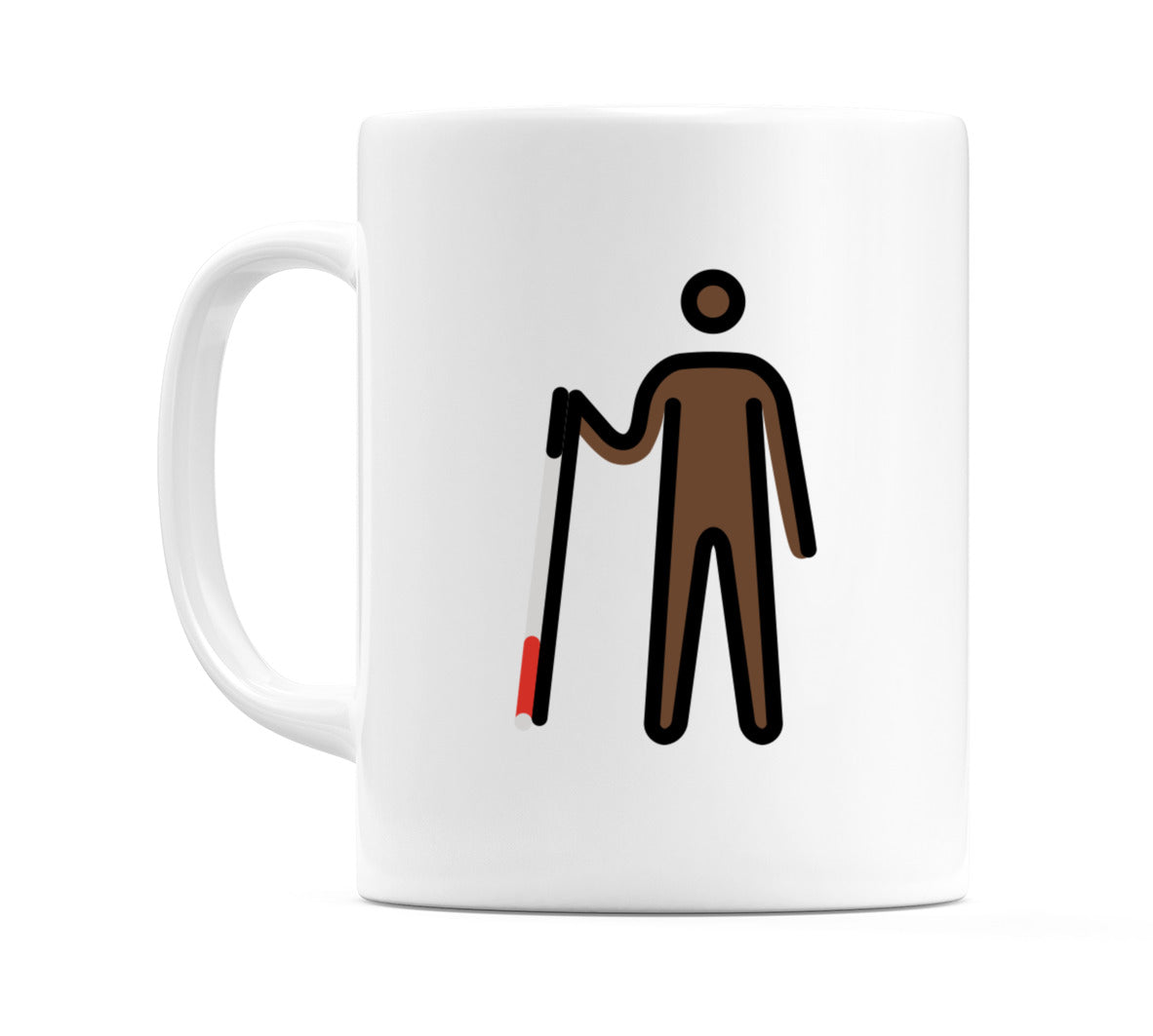 Male With Probing Cane: Dark Skin Tone Emoji Mug