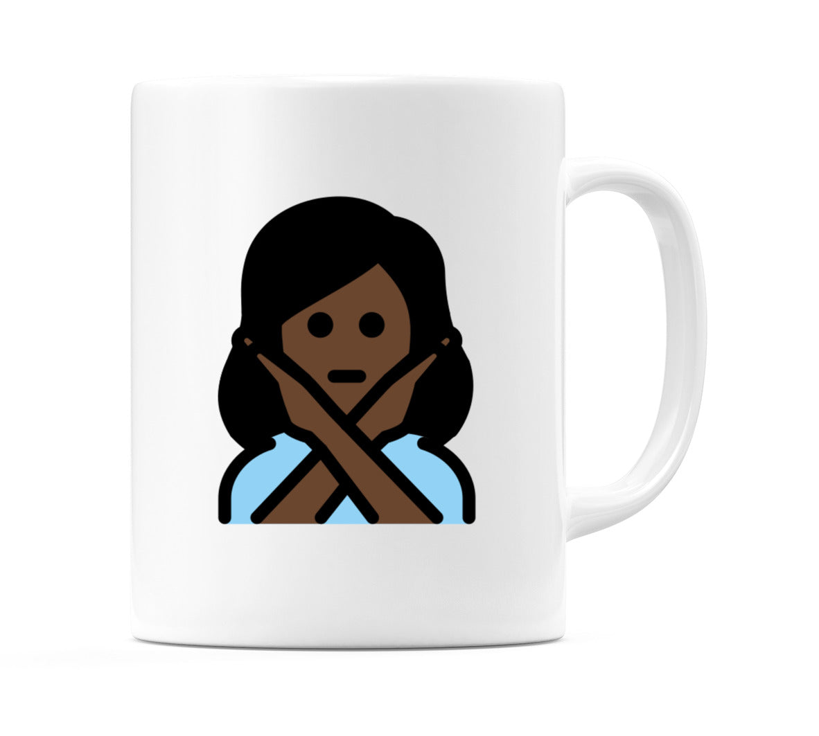 Female Gesturing No: Dark Skin Tone Emoji Mug