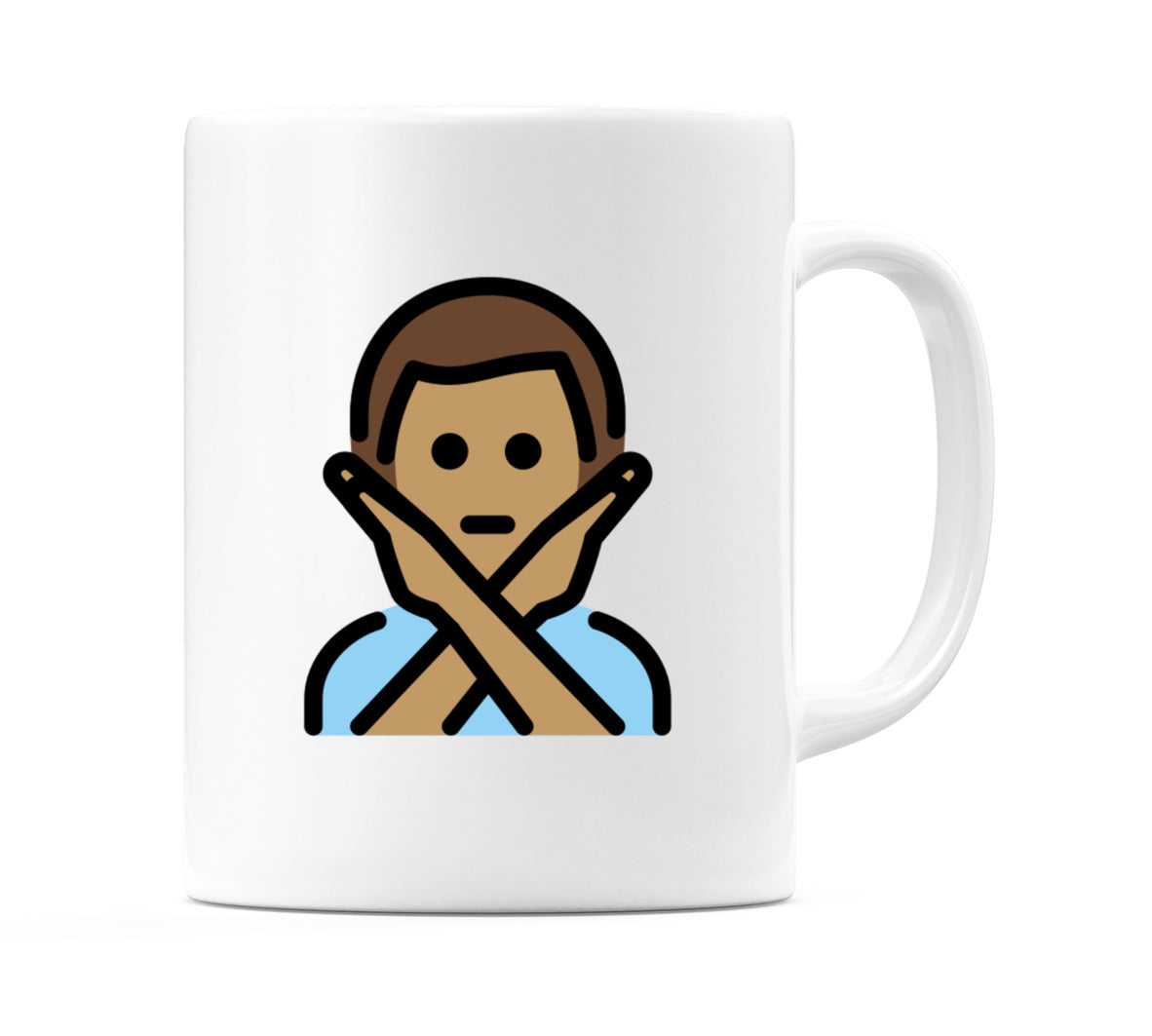Male Gesturing No: Medium Skin Tone Emoji Mug
