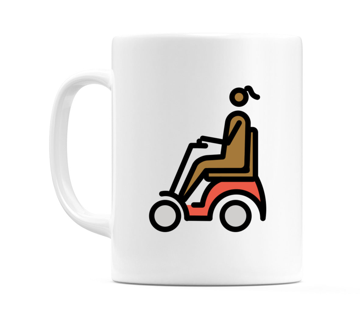 Female In Motorized Wheelchair: Medium-Dark Skin Tone Emoji Mug