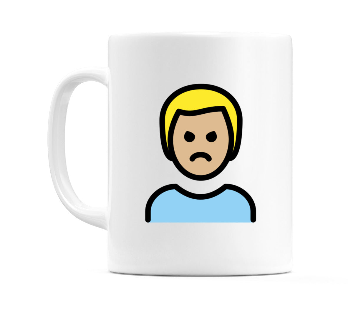 Male Pouting: Medium-Light Skin Tone Emoji Mug