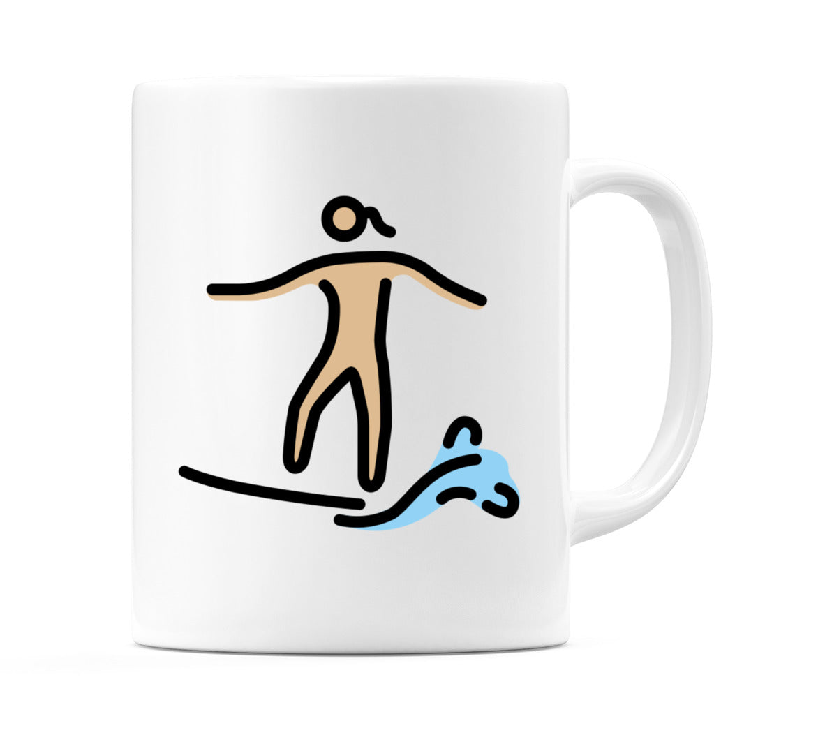 Female Surfing: Medium-Light Skin Tone Emoji Mug