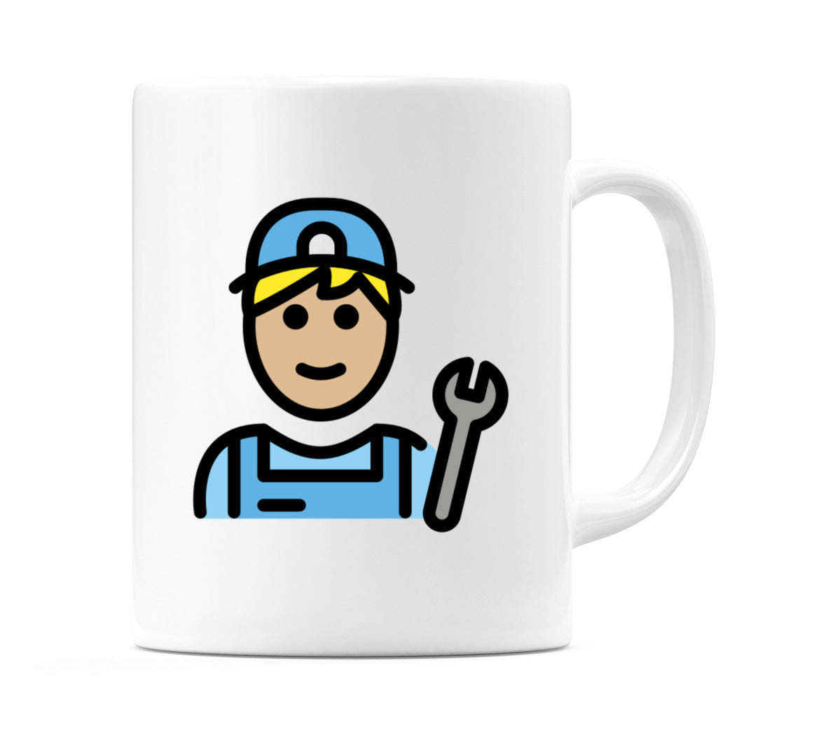 Male Mechanic: Medium-Light Skin Tone Emoji Mug