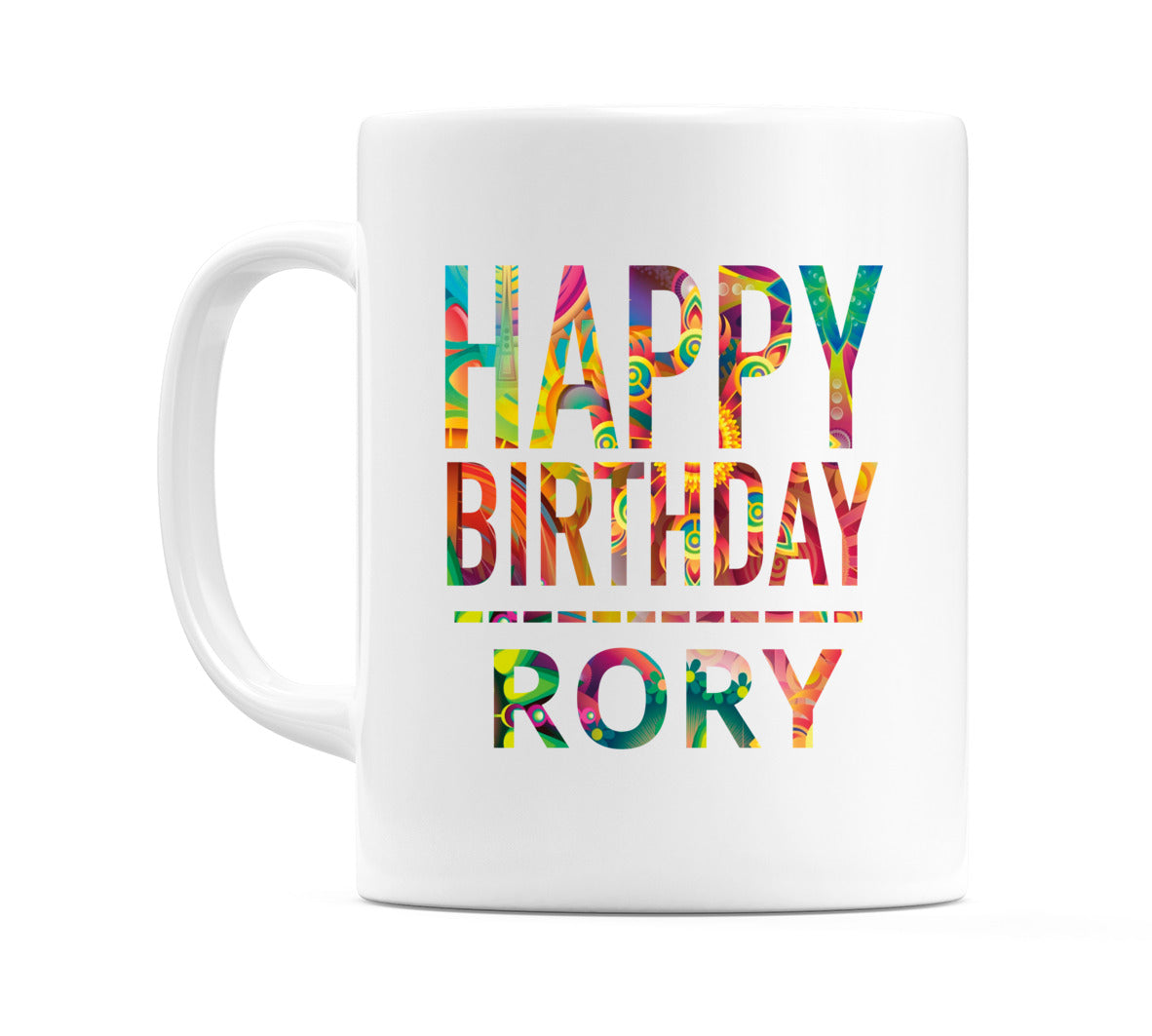 Happy Birthday Rory (Tie Dye Effect) Mug Cup by WeDoMugs