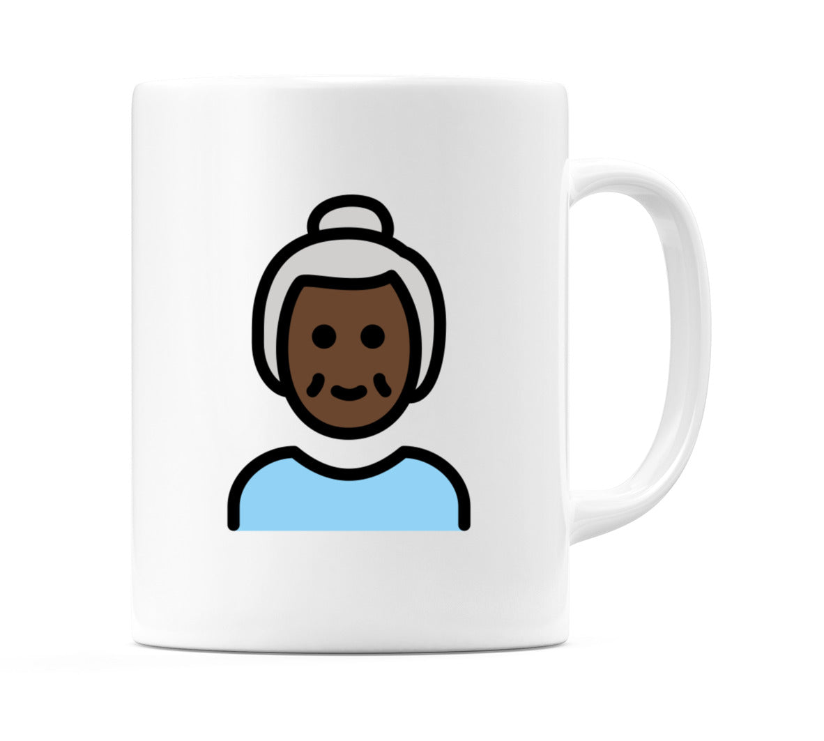 Old Female: Dark Skin Tone Emoji Mug