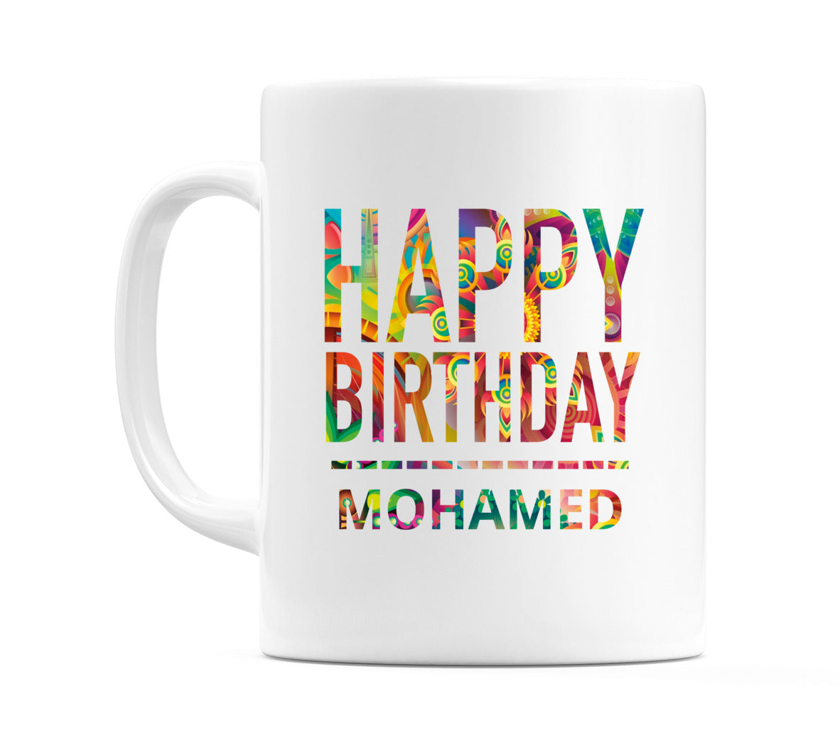 Happy Birthday Mohamed (Tie Dye Effect) Mug Cup by WeDoMugs