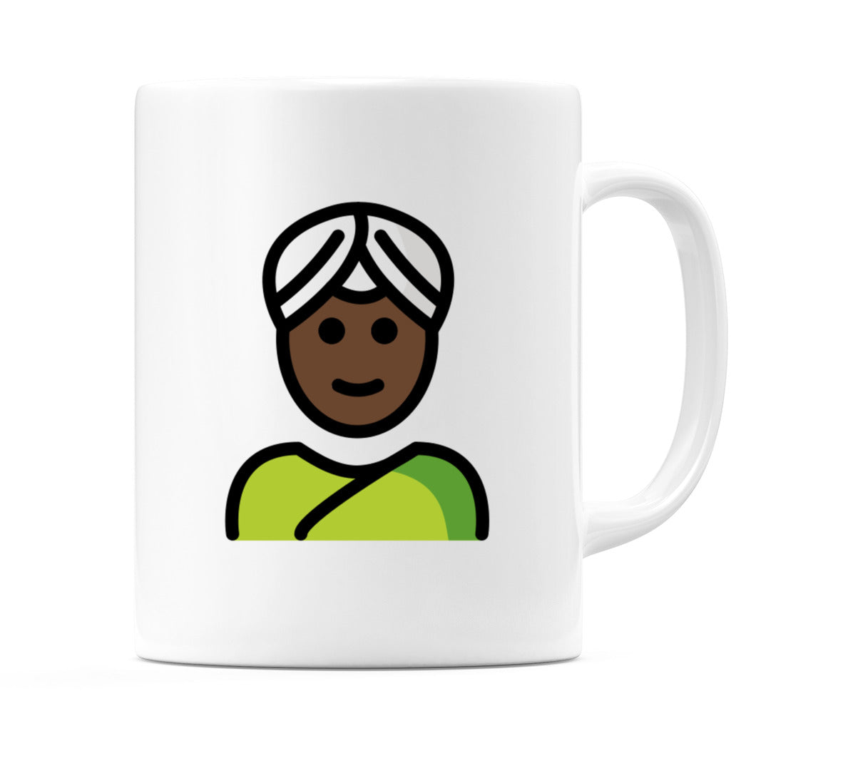 Person Wearing Turban: Dark Skin Tone Emoji Mug