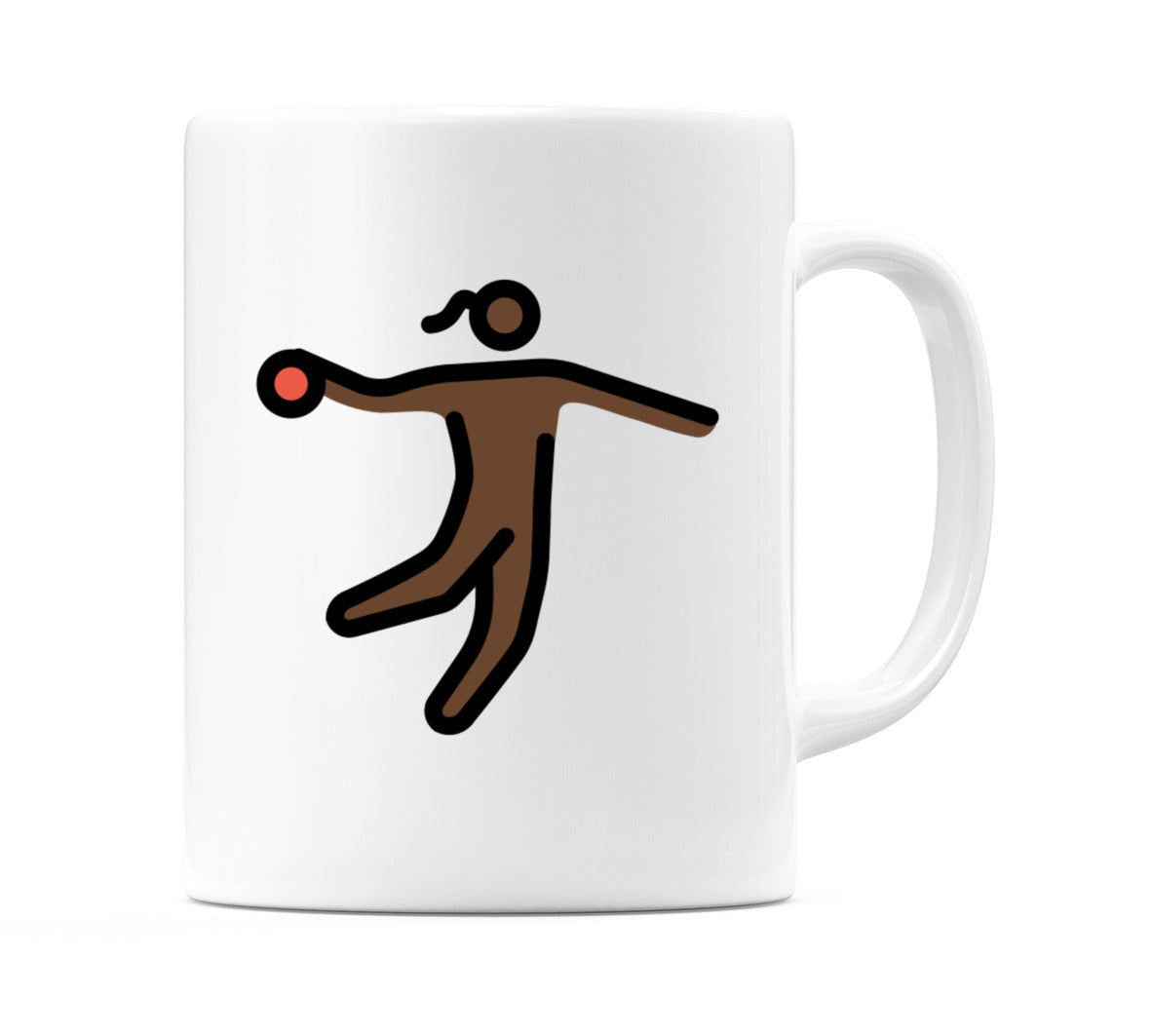 Female Playing Handball: Dark Skin Tone Emoji Mug