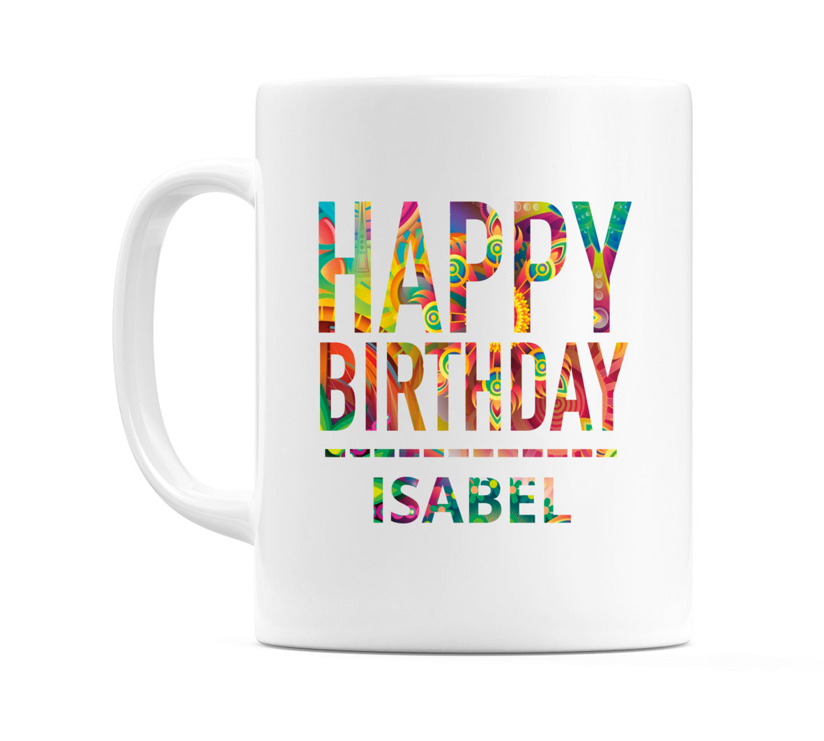 Happy Birthday Isabel (Tie Dye Effect) Mug Cup by WeDoMugs