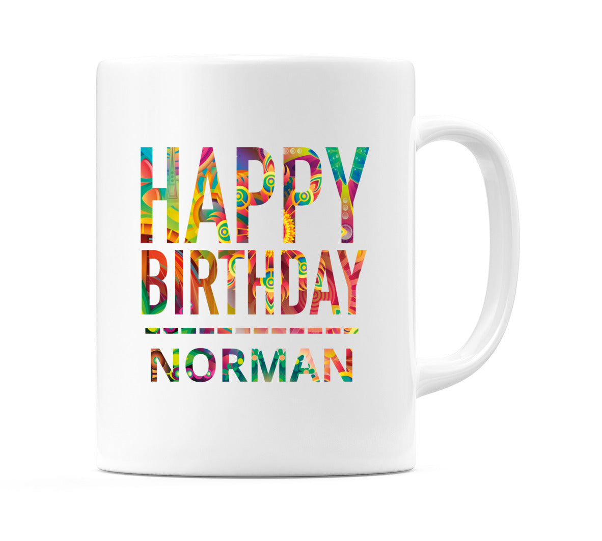 Happy Birthday Norman (Tie Dye Effect) Mug Cup by WeDoMugs