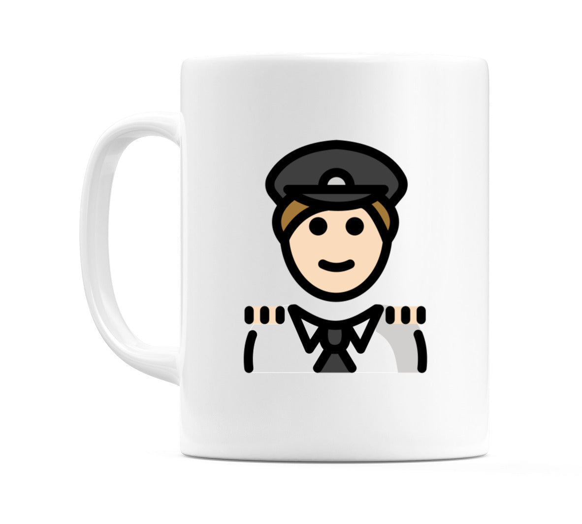 Male Pilot: Light Skin Tone Emoji Mug