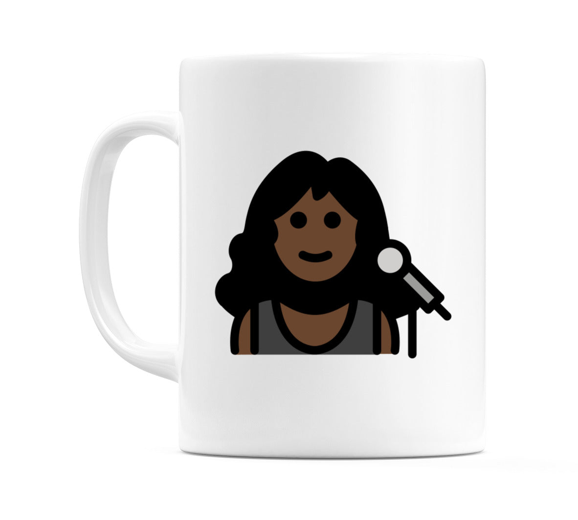 Female Singer: Dark Skin Tone Emoji Mug