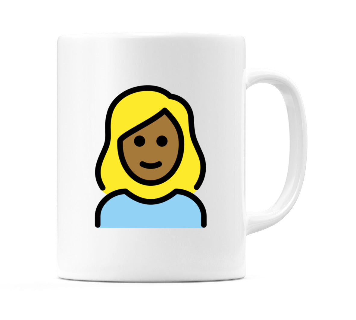 Female: Medium-Dark Skin Tone, Blond Hair Emoji Mug