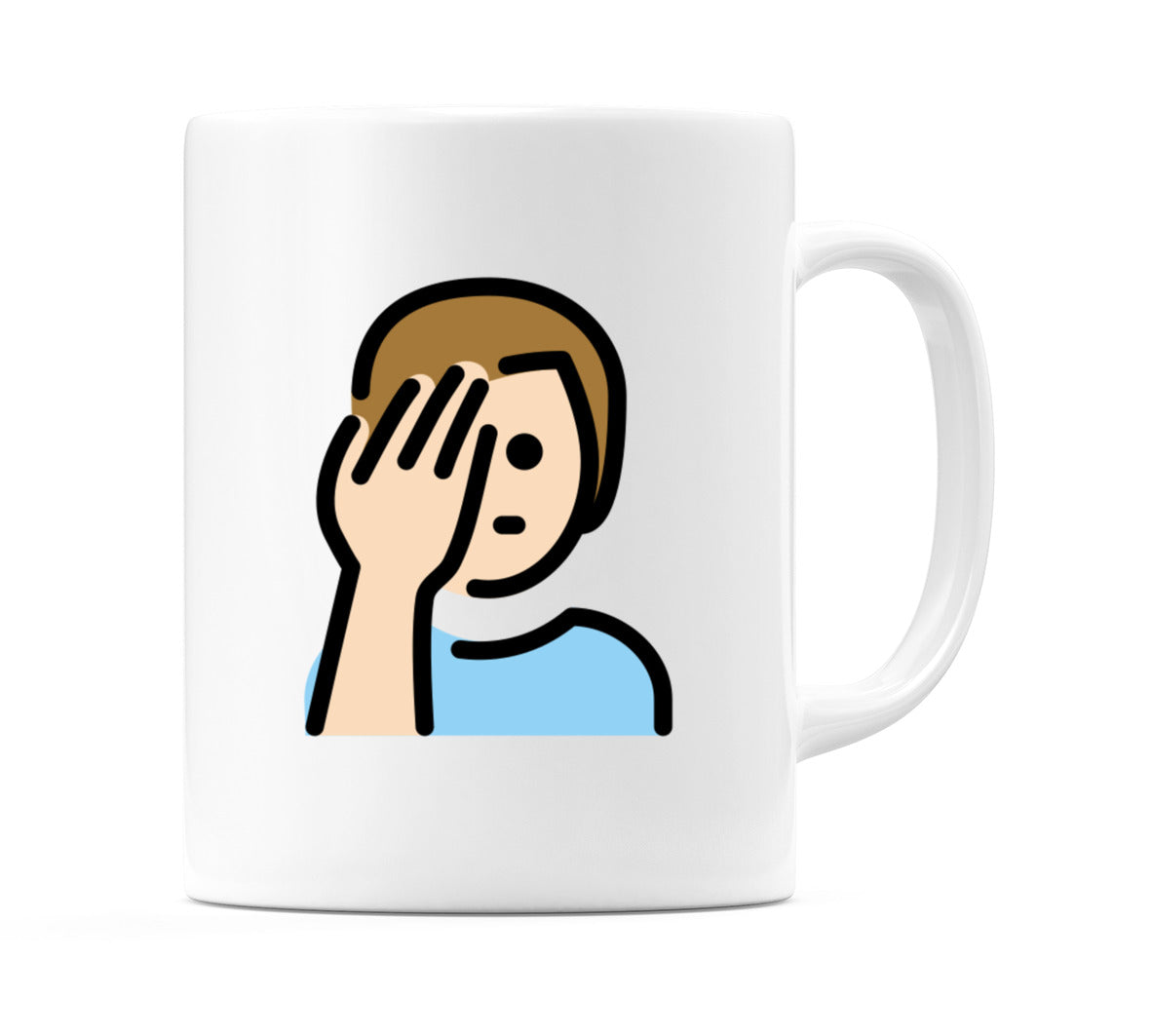Male Facepalming: Light Skin Tone Emoji Mug