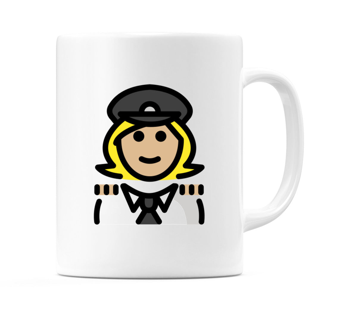Female Pilot: Medium-Light Skin Tone Emoji Mug