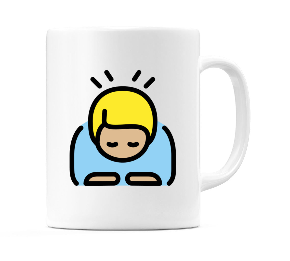 Male Bowing: Medium-Light Skin Tone Emoji Mug