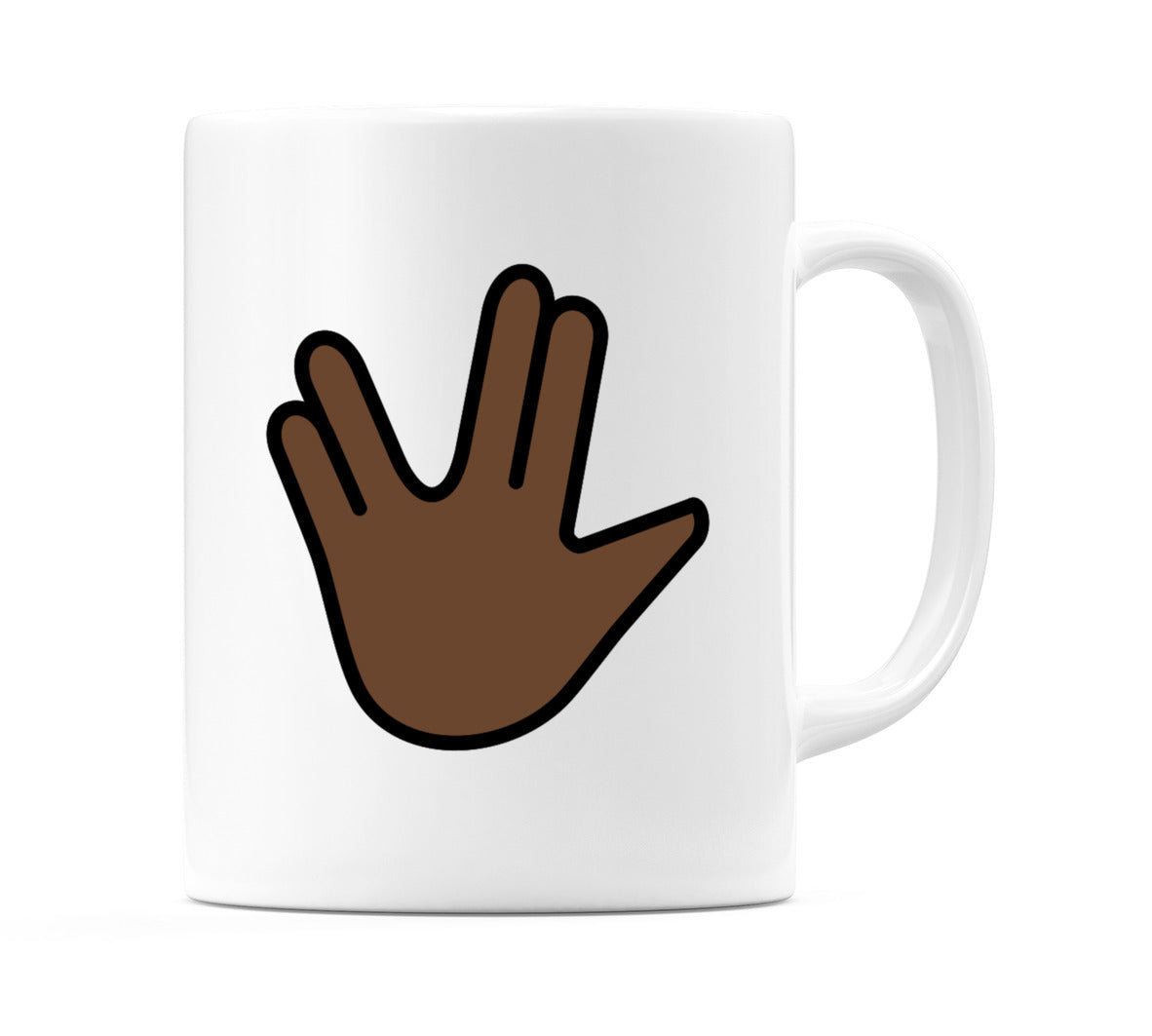 Vulcan Salute: Dark Skin Tone Emoji Mug