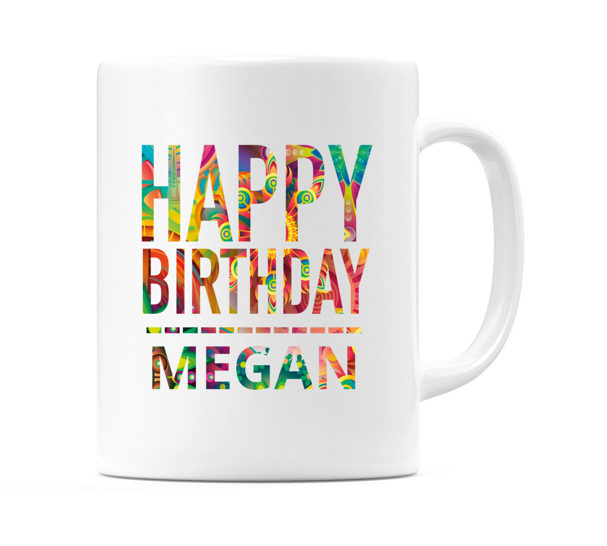 Happy Birthday Megan (Tie Dye Effect) Mug Cup by WeDoMugs