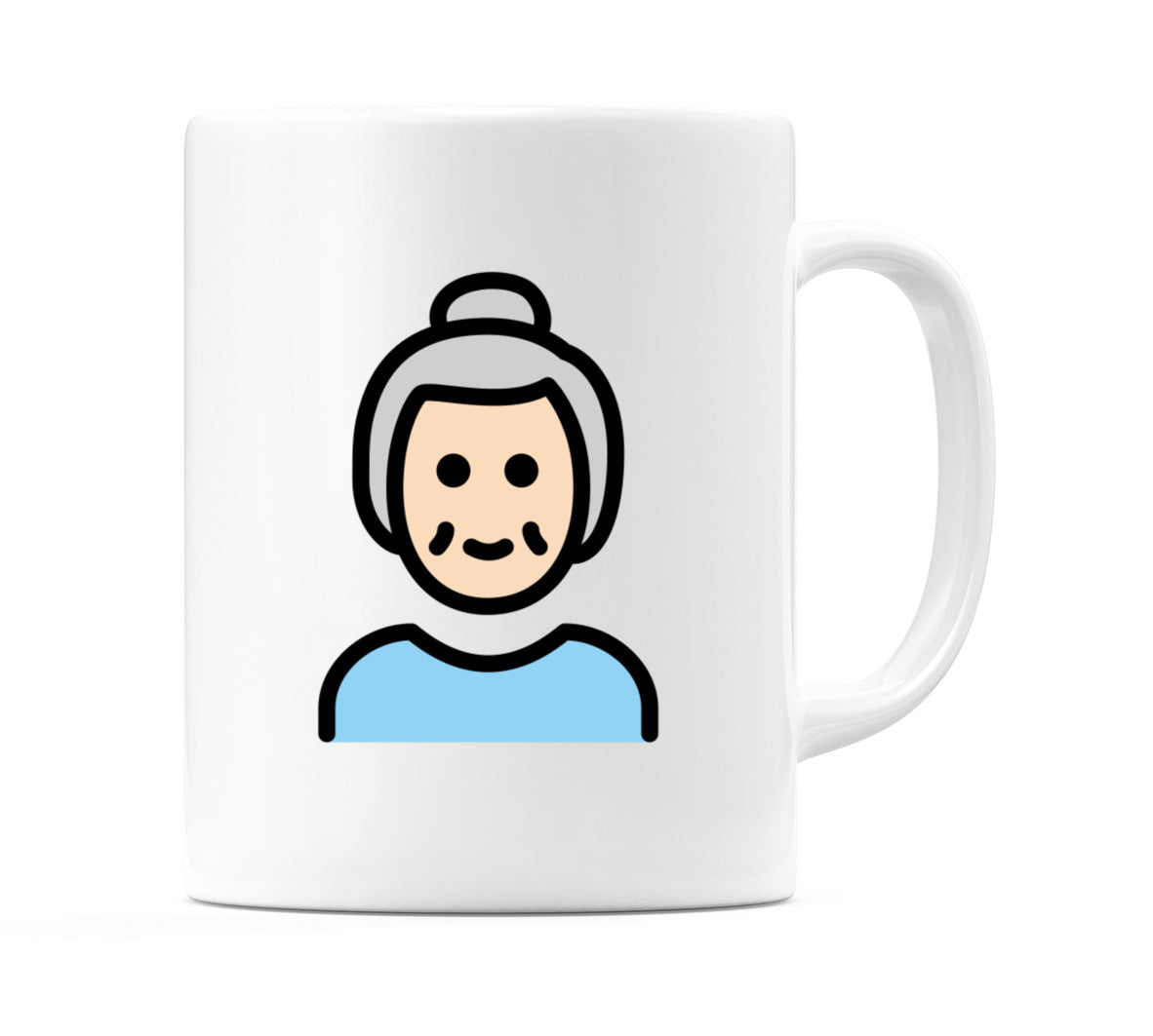 Old Female: Light Skin Tone Emoji Mug